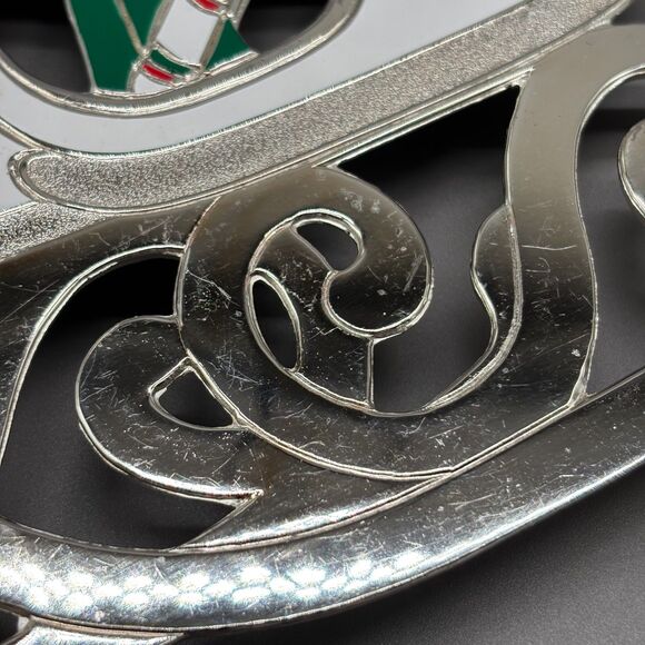 WM A Rogers Christmas Sleigh Trivet Coaster Set Silver Plated Enamel Holiday Lot - Picture 11 of 12